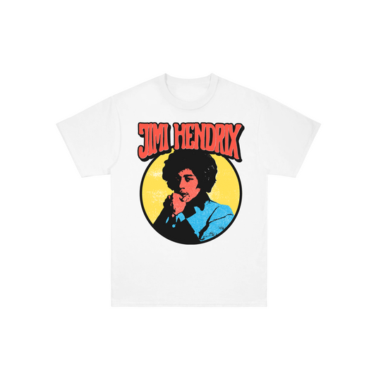 Jimi Hendrix Yellow Thresh Circle Photo White T-Shirt