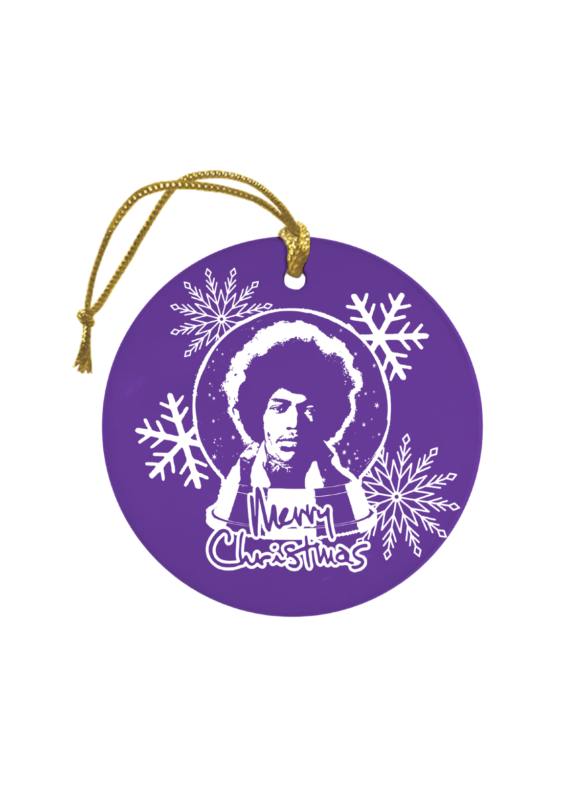 Jimi Hendrix Christmas Purple Ornament