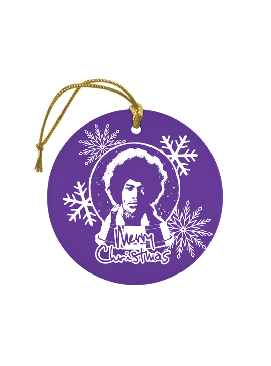 Jimi Hendrix Christmas Purple Ornament