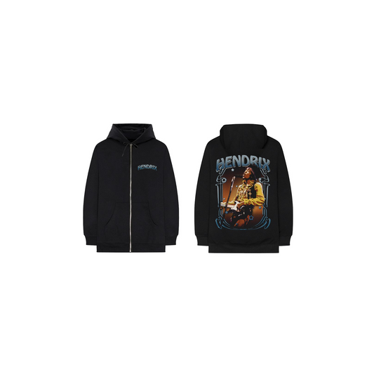 Jimi Hendrix Guitar Photo Black Zip-Up Hoodie