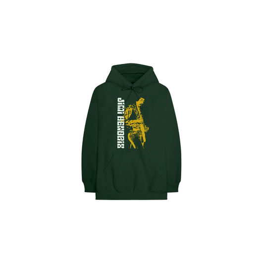 Jimi Hendrix Guitar Forest Green Hoodie