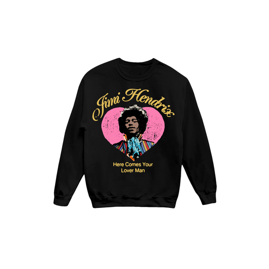 Here Comes Your Lover Man Graphic Black Crewneck