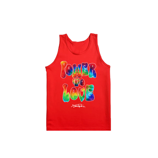 Power to Love Tie-Dye Fill Red Tank