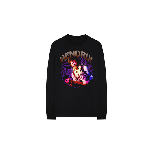 Jimi Hendrix Guitar Photo Black Long-Sleeve Tee