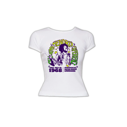 Jimi Hendrix Baton Rouge 1968 White Women’s T-Shirt